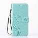 Urvoix for iPhone 7 / iPhone 8 Case, Card Holder Stand Smooth Hand Feel PU Leather Wallet Case - Embossed Flower Butterfly Flip Cover for 4.7
