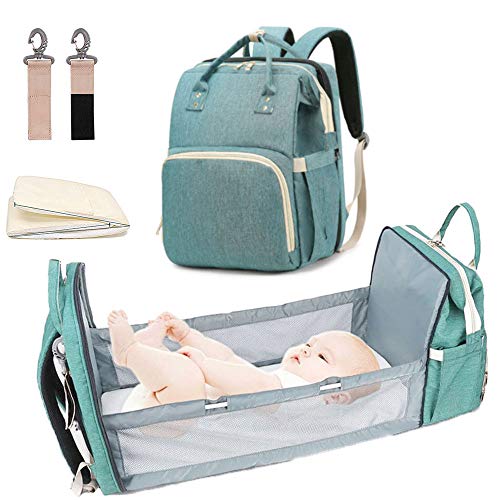 Diaper Backpack With Changing Bed Multifunctional Foldable Baby Bed