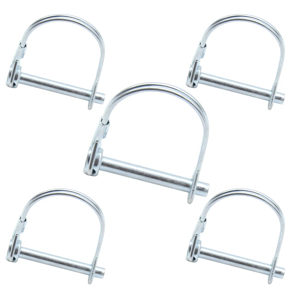 CEEYSEE 5Pcs Shaft Locking Pin 6mm Trailers Lock Hitch Lock Pin Zinc Plated Carbon Steel Round Loop Safety Wire Lock Pin Length 45mm for Farm Trailers Trolley Wagons Lawn Garden Towing (KD.M6 X 45mm)