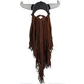 LUTICELI Viking Beard Hats Funny Beanie Hat Handmade Knit Wig Hat for Men Women
