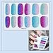 WOKOTO 6 Pieces Shine Nail Art Polish Sticker Tips With 1Pc Nail File Rainbow Adhesive Nail Wraps Decal Strips Manicure Kit For Women