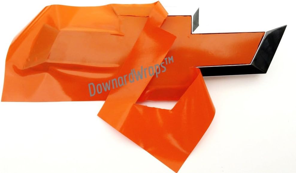 DownardWraps Orange Vinyl Decal (overlay) You Cut Chevy Bowtie Emblem skins (covers) from (2) 11" x 5" Sheets - Wrapping Instructions Included