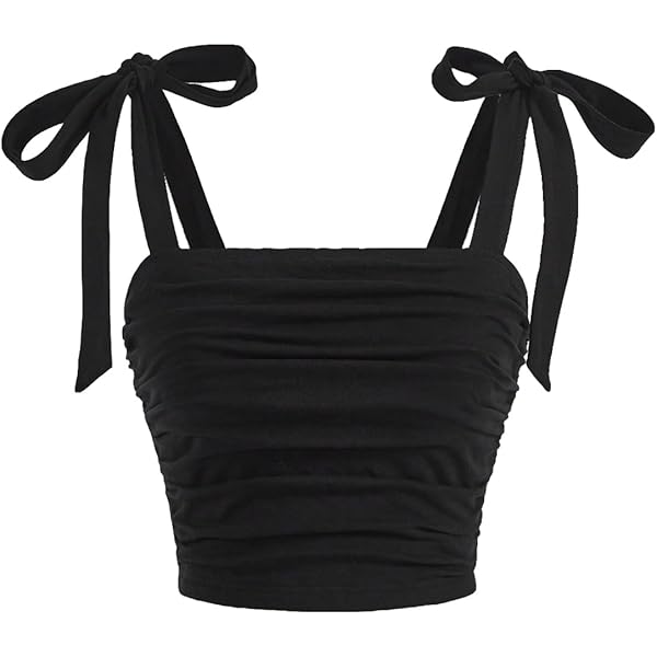 SOLY HUX Women's Contrast Lace Ruched Bust Cami Crop Top Y2k Slim