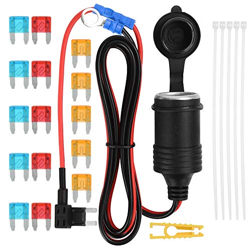 Car Cigarette Lighter,Jtron 1set 1m Car Cigarette Lighter Adapter Add-a-Circuit TAP Adapter Lead 1.0mm Cable with 12V Fuse Holder for Micro/Mini/Standard ATM APM Blade Fuses (Small)