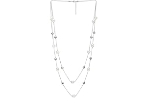 Statement Necklace Two-Strand Long Chains with Crystal Beads Charms, Fashionable, Dress(CA)