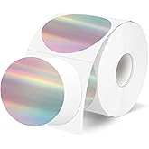 2 Inch Circle Thermal Label Stickers, Holographic Round Direct Thermal Sticker Labels, Perforation Line Design- Holographic Gradient Color