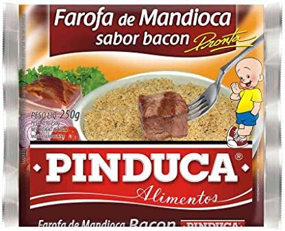 Pinduca - Flours Toast Flavored w/ Bacon - 8.82 Oz (PACK OF 02) Farofas de Mandioca Temperada c/ Bacon - 250g