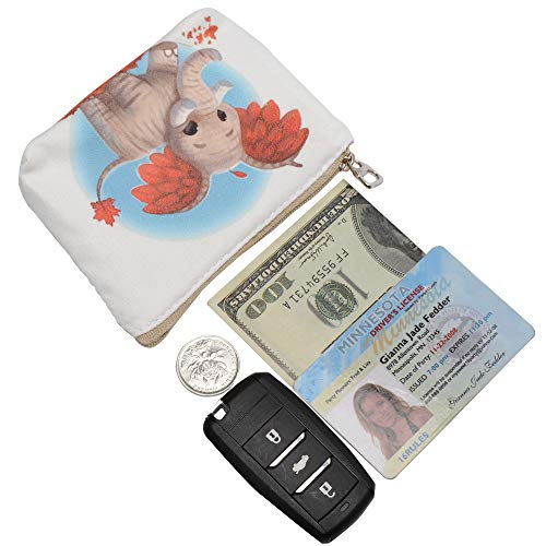 Women and Girls Cute Fashion Coin Purse Wallet Bag Change Pouch Key Holder (Maple Leaf Elephant)