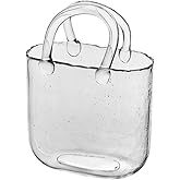 BTGLLAS 1Pcs Clear Glass Bag Vase for Flowers - Handmade Glass Purse Vase, Ideal for Centerpieces - Stylish and Functional Cl