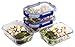 [Improved Larger 4 Set] 2 Compartment Glass Meal Prep Containers with Lifetime Lasting Snap Locking Lids Glass Food Containers BPA-Free, Microwave, Oven, Freezer and Dishwasher Safe (950 ML, 32 Oz.)