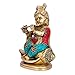 Aone India Baby Makhan Krishna Sitting on conch Statue Brass Turquoise Hindu God Baby Krishna Sculpture-God Of Love,Joy,Happiness Decoratives + Cash Envelope (Pack Of 10)