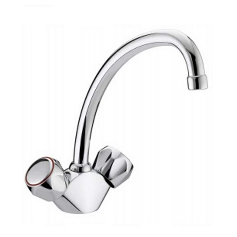 Bristan Value Bridge Sink Mixer with Dual Flow Protection, Deck Mounted Kitchen Tap Mixers, Chrome Finish