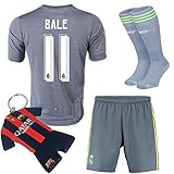 KID BOX® 2015/2016 #11 Gray Soccer Football Jersey Sportswear Team Polo Shirt & Short & Sock FOR Kids 3-14 Years