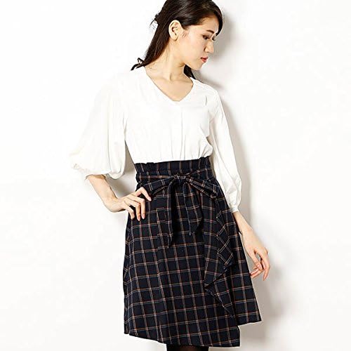 Amazon セシルマクビー Cecil Mcbee チェックイレヘムドッキングワンピース 52ネイビー M ワンピース チュニック 通販