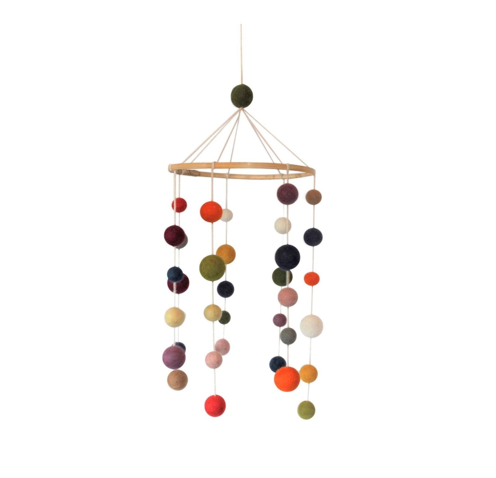 Én Gry & Sif Baby Boys, Unisex Baby, Baby Girls Hanging Mobile of Felt, Colorful Mobile, Handmade, Fairtrade, Crib Mount, 20 cm Diameter, 55 cm Length