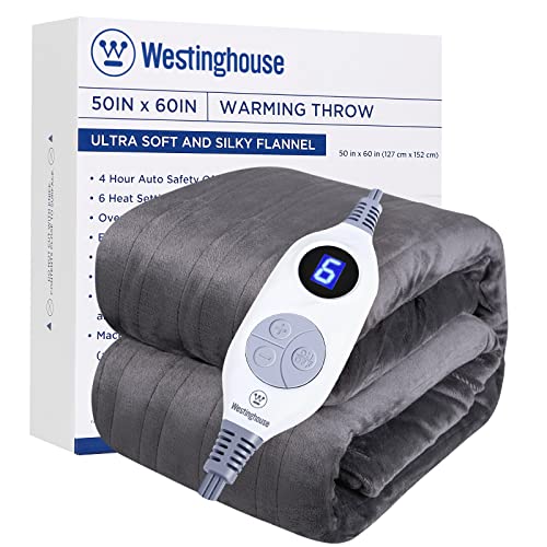 Westinghouse Heated Blanket, Electric Throw with 6 Heating Levels, 4