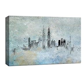 Canvas Wall Art Abstract Kuala Lumpur Twin Towers Painting Artwork for Home Decor Framed 12x18 inches