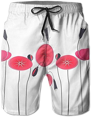 Drawstring Waist Man's Lotus Root Flowers Beach Walk Shorts