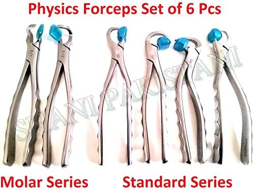 Physics Dental Extracting Forceps Standard Series+ Molar Series Set of 6 Piece