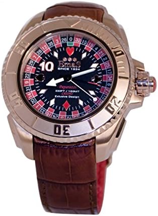 Emas"CasinĂ²" Quartz Stainless Steel 316L IP Gold Real Roulette Men's Watch