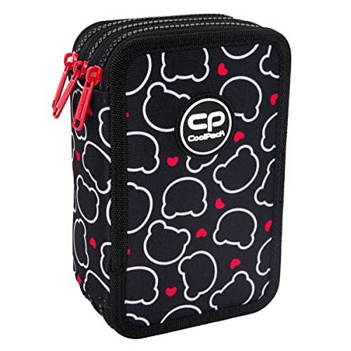 CoolPack XXL Federtasche Federmappe 3-Fach Schulstiftetui, dreifaches Federmäppchen, Federmäppchen für Mädchen, Jungen, Federmäppchen 44-teilig gefüllte Schüleretui 3-stöckig, Bear