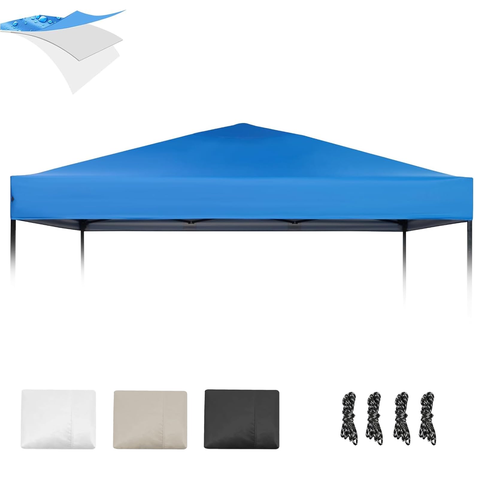 Photo 1 of 10×10 Canopy Replacement Top, Pop Up Canopy Replacement Tent Cover for Straight Leg Frame, Waterproof Canopy Top Cover for Garden Patio Camping (Top Only)(Blue)