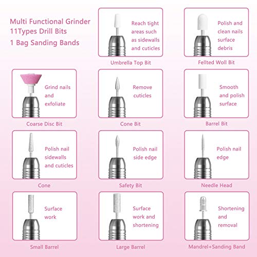 Nail Drill,Electric Nail Drill for Acrylic Nails,Efile Nail Drill Kit,Portable Gel Nail File Machine,Professional Manicure Nail Drill Set 20000rpm Pedicure Polishing Shape Tools