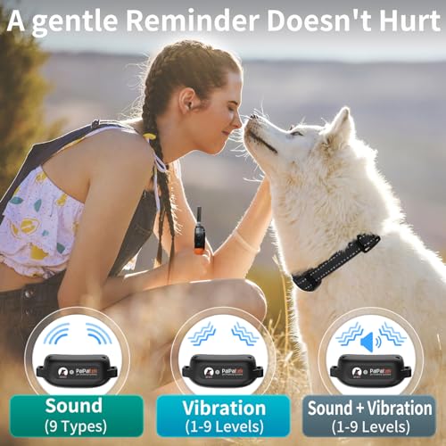 PaiPaitek No Shock Dog Training Collar with Remote 3300FT, Vibrating Dog Collar with Beep & Vibration Modes, Waterproof & Rechargeable E-Collar for Small to Large Dogs (5-120 lbs)