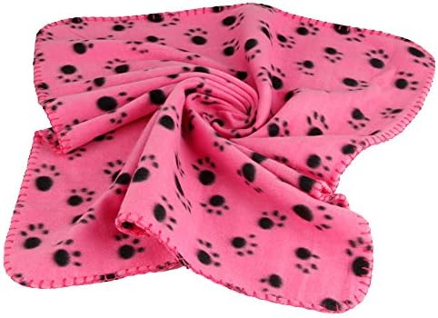 Lovely Design Paw Print Soft Warm Fleece Pet Blanket Puppy Bed Towel (Pink)