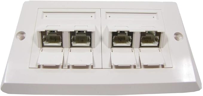 BeMatik - Placa de pared de 140x80 de 4 RJ45 Cat.6 FTP: Amazon.es: Informática