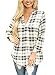 LOSRLY Women Casual Loose V Neck 3 4 Cuffed Sleeve Plaid Shirts Blouse Tops