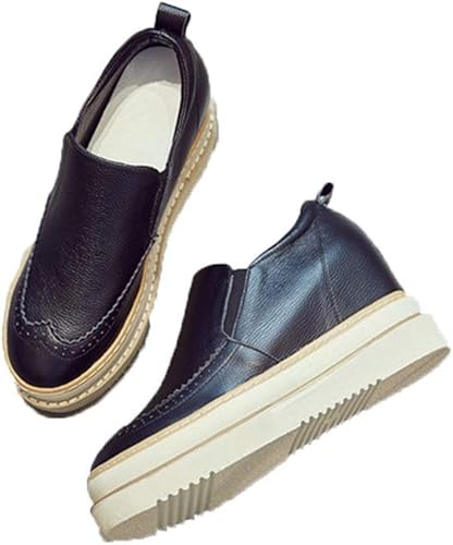 Amazon Sejuc スリッポン レディース シューズ 厚底 インヒール ラウンドトゥ サイドゴア スニーカー ローカット 前厚 小さいサイズ クッション スリップオン 黒 白 靴 ローファー 履きやすい 歩きやすい 通勤 通学 部活 学生 シンプル かわいい スニーカー