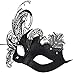 Coxeer Womens Masquerade Mask Swan Black Halloween Mask Metal Filigree Mask