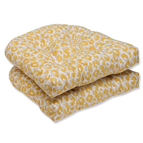 Pillow Perfect Outdoor/Indoor Snow Leopard Sunburst Wicker Seat Cushion
(Set of 2)