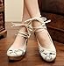 AvaCostume Womens Embroidery Rubber Sole Strappy Wedges Girls Party Shoes, Beige, 38
