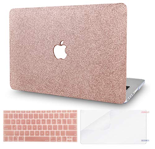 KEC Laptop Case for MacBook Air 13" Case w/ Keyboard Cover Plastic Hard Shell  + Screen Protector A1466/A1369 (Not Compatible 2018 Mac Air 13 Retina A1932) 3 in 1 (Rose Gold Sparkling) - Thumbnail 7
