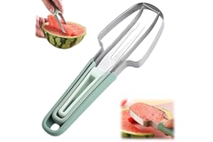 KRUGGO 2024 New 3-in-1 Watermelon Fork Slicer Cutter, Upgraded Stainless Steel Fruit Cutter Watermelon Cutter Fork, Watermelon Fork Fruit Cutting Tool for Home Camping Kitchen Gadgets