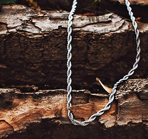 FEEL STYLE 3 mm Stainless Steel Chain Necklace Twist Rope for Men Women Jewelry 16 Inch - Thumbnail 4