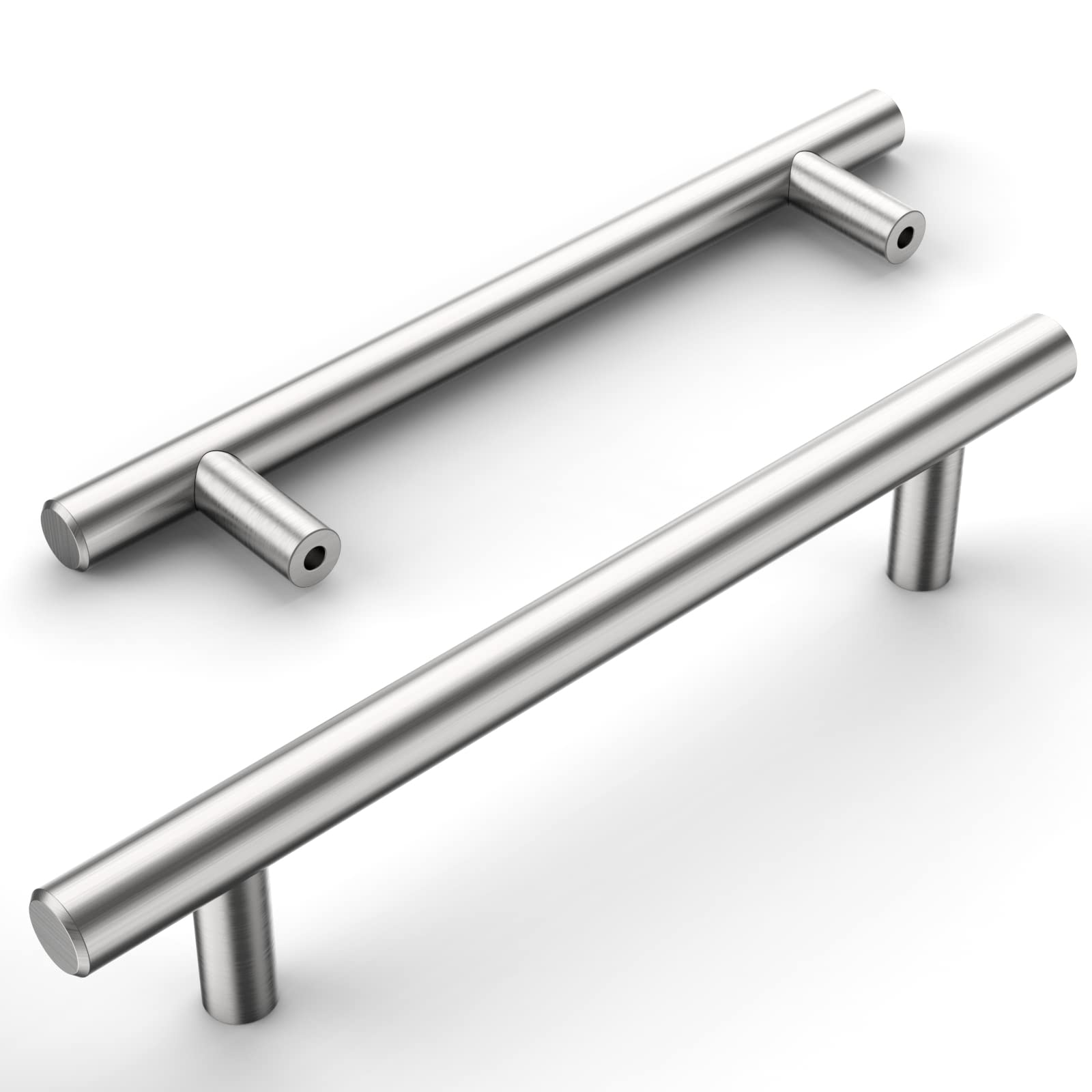 Amerdeco 12 Pack Kitchen Cabinet Handles 5 Inch(128mm) Hole Centers, Brushed Satin Nickel Stainless Steel Handles for Kitchen Cabinet Hardware, Cabinet Pulls for Bathroom Dresser Drawer Handles UK0009 — image 1