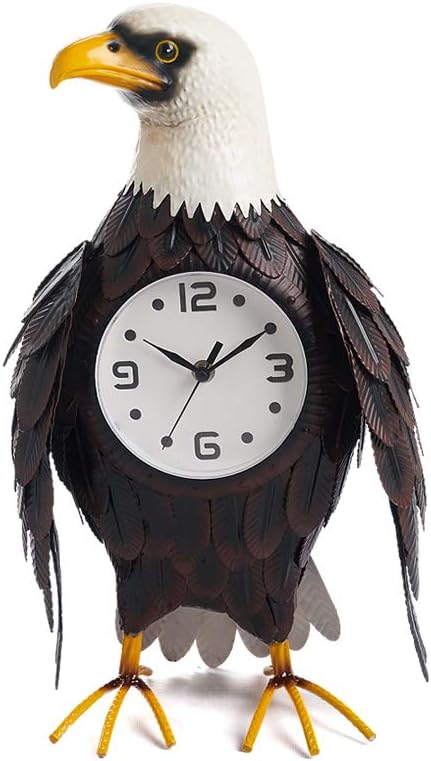 chisheen Table Clocks Bald Eagle Sculpture Decorative Statue for Living Room/Home/Office/Bedroom Decor