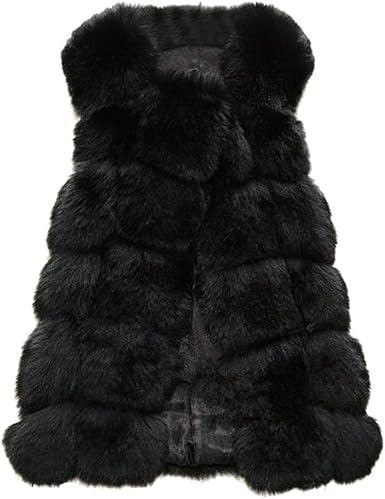 black faux fur vest womens