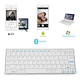 Rii BT09 Ultra Slim Portable Wireless Bluetooth Keyboard for Windows Devices ipad Mini iPhone MacBook Pro Tablets PC Android Tablets Samsung Smart TV Box(White)