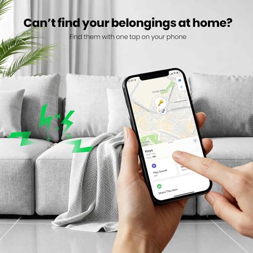 TECKNET Air Tracker Tag Key Finder, Smart Tag Compatible with Apple Where is App (iOS Only), Rechargeable, Waterproof, Bluetooth Key Finder for Luggage/Bags/Key/Pet (Pack of 4)