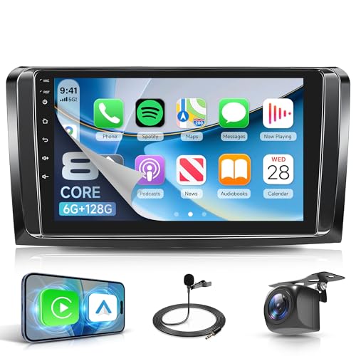 6G+128G 8 Cores Car Radio for Mercedes Benz ML GL W164 ML350 ML500 GL320 X164 ML280 GL350, 9'' Carplay Android Auto Wireless FM/RDS/EQ/DSP WiFi GPS Panoramic 360° Steering Wheel Controls Rear View