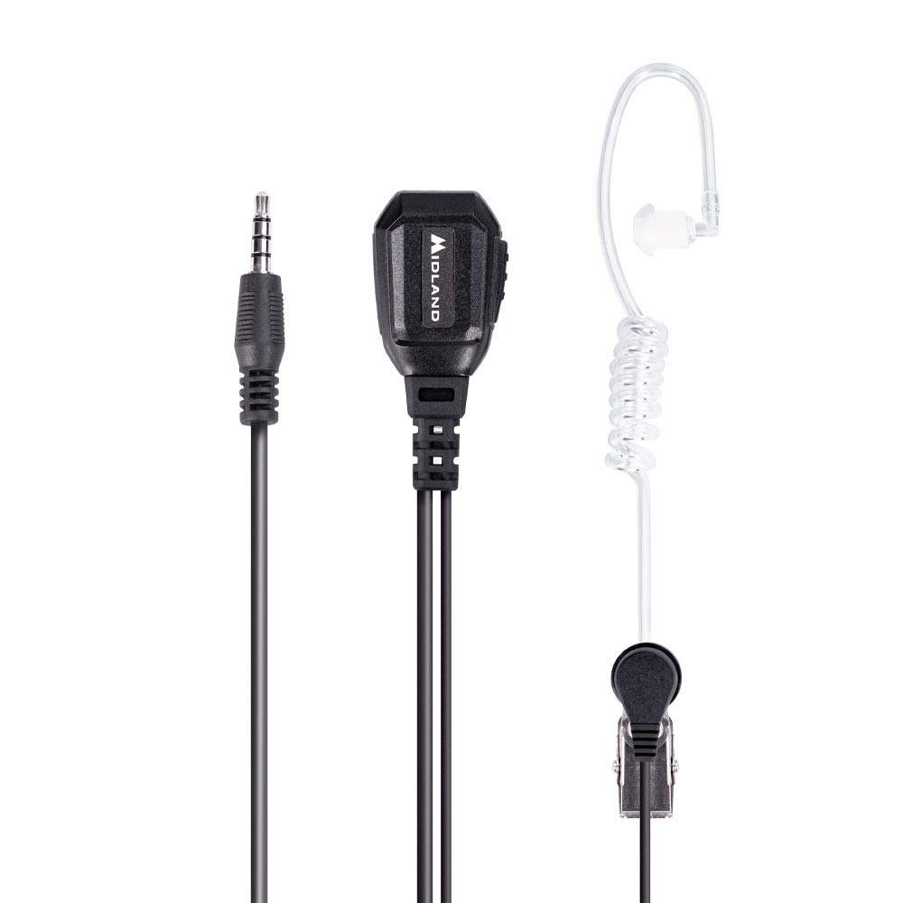 Midland - Microphone with Earpiece MA31 777PRO Pneumatic and PTT for Security Personnel, 1 Pin 3.5mm, Transparent Silicone Cable, Dual Clip - Compatible with 777 Pro Walkie Talkies