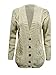 Ladies Long Sleeve Button Up Chunky Cabel Knitted Grandad Cardigan (M/L(12-14), Stone)