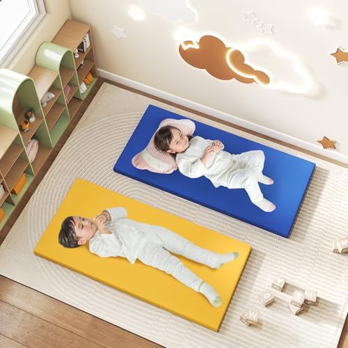 DORTALA 5 PCS Kids Rest Mats, 2-Inch Thick Rainbow Sponge Nap Mats w/PU Covers, Portable Toddler Sleeping Floor Mat, Napping Floor Mat for School Travel Home