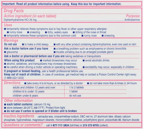 BENADRYL ULTRATABS ALLERGY RELIEF MEDICINE, 25 MG DIPHENHYDRAMINE HCL ANTIHISTAMINE TABLETS FOR RELIEF OF COLD & ALLERGY SYMPTOMS LIKE SNEEZING, RUNNY NOSE, & ITCHY EYES & THROAT, 48 CT