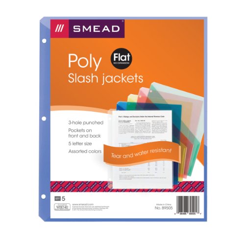 Smead Poly Translucent Slash File Jacket, ThreeHole Punched, Letter