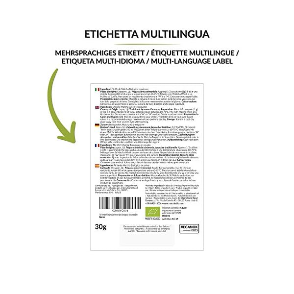 NaturaleBio Matcha Ceremonial Grade 30g. Original Matcha Pulver Bio aus Japan. GrÃ¼ner Tee, Zeremonie-QualitÃ¤t. Ideal zum Trinken, Kochen und als Kaffee Latte Zugabe – Bild 3